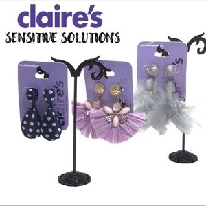 (3) Claire’s Fashion Feather Dangle Earrings- L8